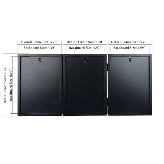 12 Pack: 3 Opening Black 5" x 7" Hinged Frame, Simply Essentials™ by Studio Décor®